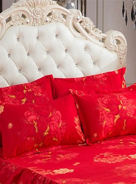 结婚庆大红色单品枕头套加厚活性磨毛成人单件枕套一对装48*74cm