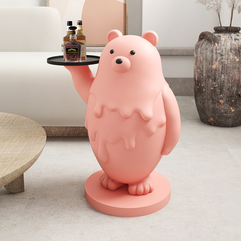 北极熊落地摆件托盘新房玄关客厅电视柜旁边大号装饰乔迁新居礼品