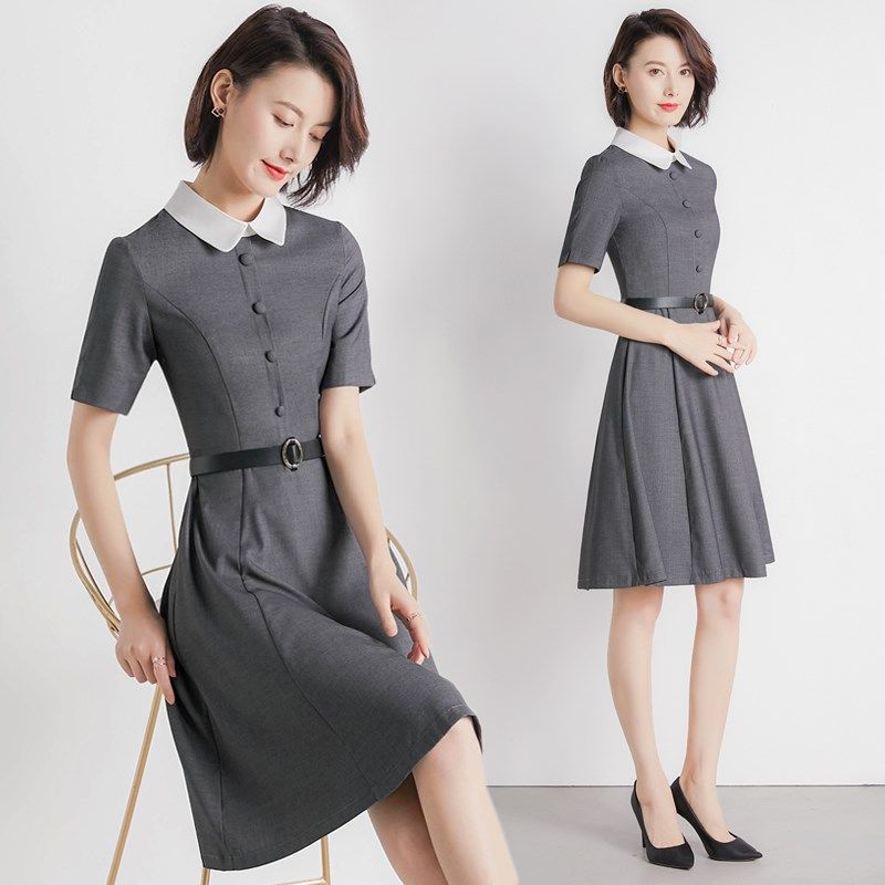 夏季幼儿园行政服连衣裙女短袖新款幼师职业装办公室OL风时尚裙子,女装/女士精品,连衣裙,淘宝优惠券,粉丝福利购,淘宝优惠卷