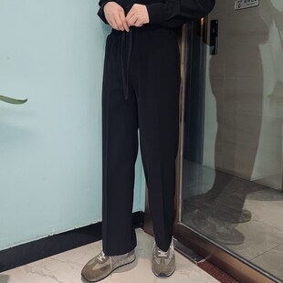 翼向 垂坠感休闲西裤男秋冬季直筒裤抽绳休闲裤宽松舒适显高显瘦