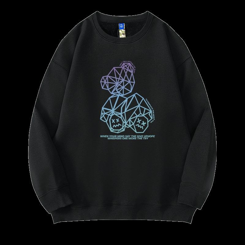 紫色卫衣2024新款重磅美式圆领加肥加大码男装纯棉无帽加绒春秋季