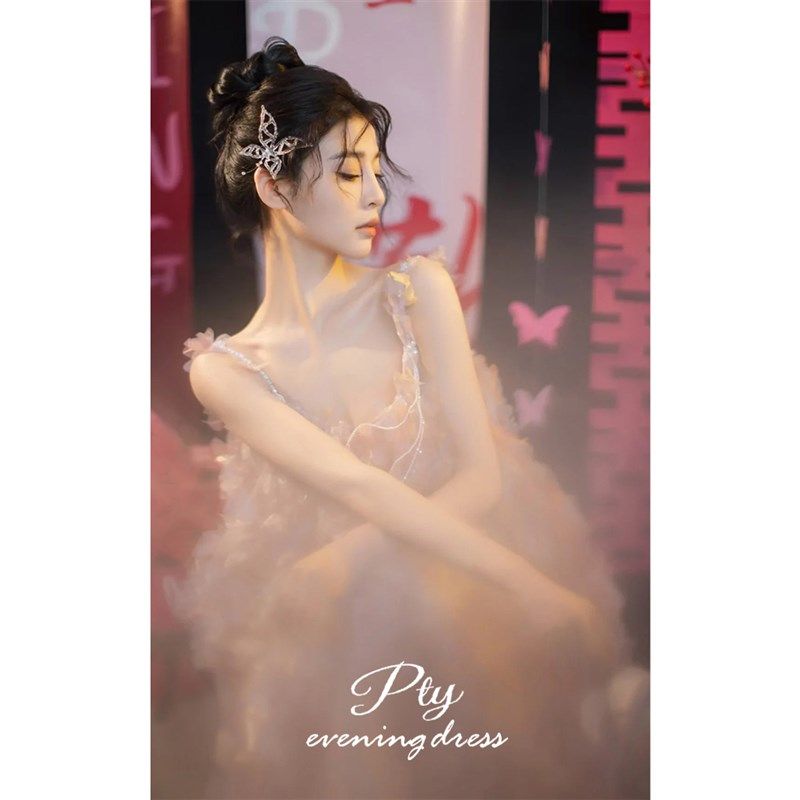 晨袍2024新款新娘高级感小众轻纱粉色订婚连衣裙孕妇敬酒服胖mm,女装/女士精品,礼服/晚装,淘宝优惠券,粉丝福利购,淘宝优惠卷