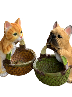 玄关收纳摆件美式家居饰品客厅装饰门口鞋柜上放钥匙小狗摆设