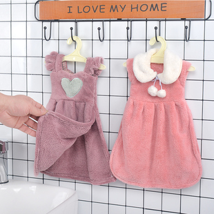 韩式加厚擦手巾挂式吸水可爱卡通珊瑚绒儿童毛巾小衣服公主裙手帕