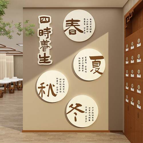 中医文化背景墙装饰养生馆美容院推拿理疗店网红形象文化墙贴挂画