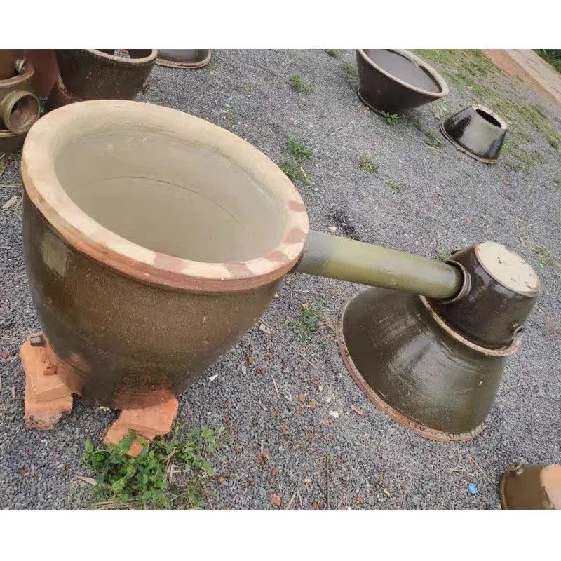 传统老式古法莲花酒甑双层酿酒夹缸瓦缸蒸酿酒器设备土陶瓷蒸酿酒