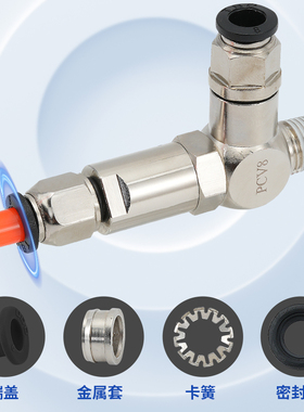 诱导止回阀气动快插逆止阀PCV08空气PCV06 PCV10F气控单向阀PCV15