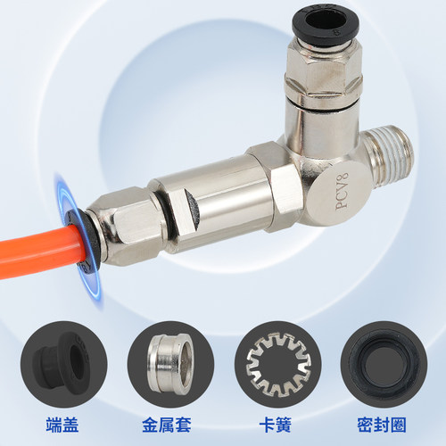 诱导止回阀气动快插逆止阀PCV08空气PCV06 PCV10F气控单向阀PCV15