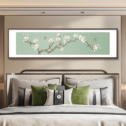 繁花似锦国画新中式卧室床头画牡丹花鸟挂画客厅装饰画中国风壁画