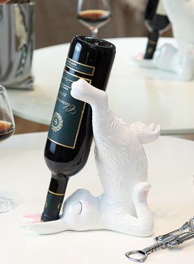 慧心巧聚兔子红酒架摆件酒瓶架酒柜装饰品客厅电视柜餐桌桌面摆设