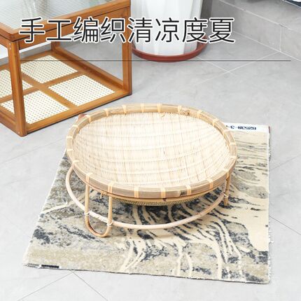 竹编猫窝手工编织透气宠物睡觉凉窝四季通用网红藤编狗窝小型犬窝