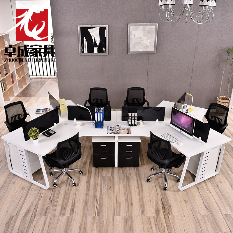 广州三人六人位简约职员办公桌3人6人组合屏风工作位员工电脑桌椅
