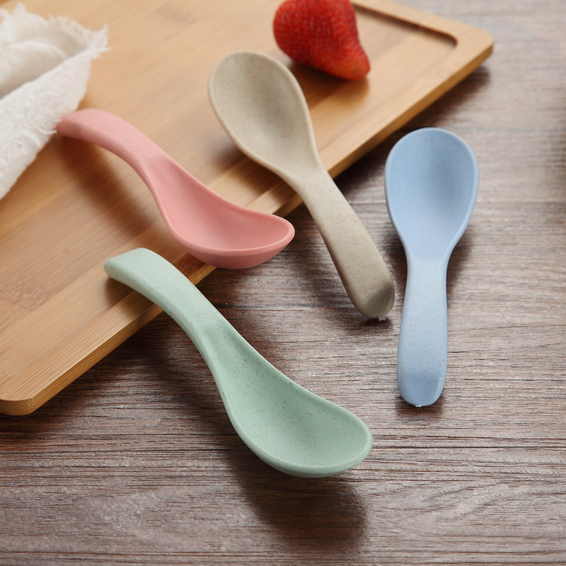 环保小麦创意可爱勺子 咖啡甜品饭勺搅拌调羹儿童汤勺4色餐具套装,厨房/烹饪用具,汤勺,淘宝优惠券,粉丝福利购,淘宝优惠卷