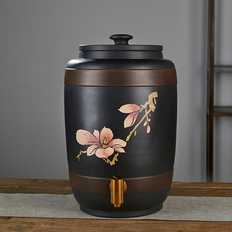 建水紫陶水缸家用云南紫砂水缸大号茶水缸抽水式净水缸陶瓷储水罐