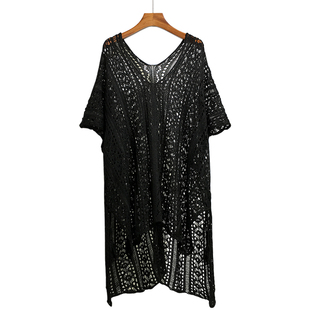 大码针织镂空罩衫女夏季新款宽松中长款比基尼泳衣防晒外套沙滩裙