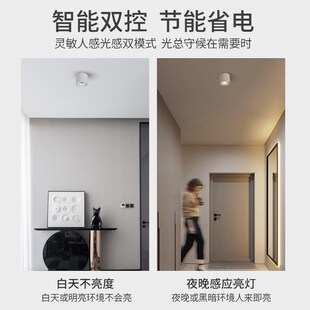 禾品明装感应灯人来即亮光控楼梯过道玄关入户门防眩智能感应筒灯