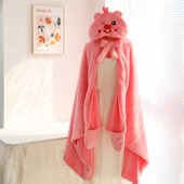少女心可爱卡通露比丑鱼秋冬季 保暖披肩居家办公午睡毯空调毯披风