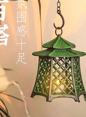 铸铁镂空烛台民俗装饰灯铁质禅意灯笼复古宫灯客厅民宿茶室摆件