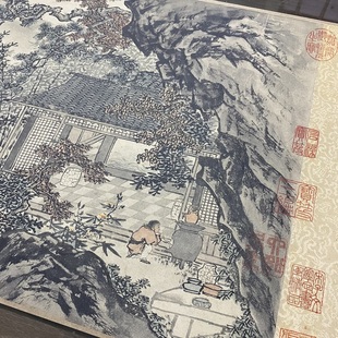 唐寅唐伯虎松崖别业写意山水画国画艺术微喷名画复制品临摹装饰画