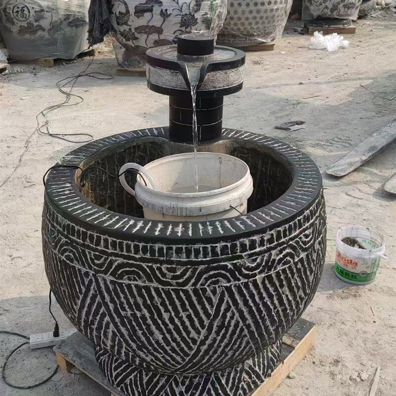 青石鱼缸花盆石雕水缸老式庭院石缸石头圆缸石盆室外石槽招财门海