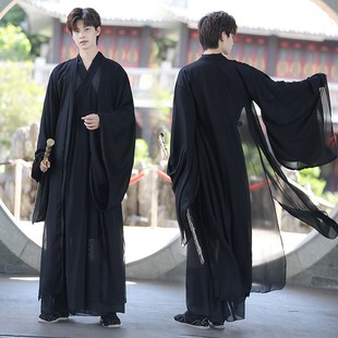 汉服男夏白色仙气学生书生公子摄影服中国风古风古典舞蹈演出服装