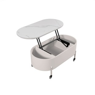 椭圆形升降茶几客厅家用可移动茶几网红多功能伸缩桌子迷你咖啡桌