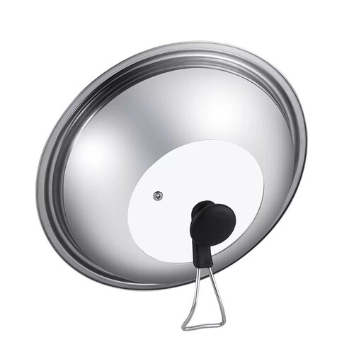 不锈钢锅盖家用炒菜锅盖子32cm43cm炒锅锅盖通用透明锅盖玻璃盖