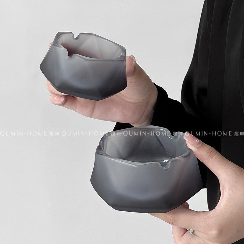 趣皿 烟灰缸高级感创意几何办公室家用客厅摆件磨砂玻璃碗灰缸,节庆用品/礼品,时尚烟灰缸,淘宝优惠券,粉丝福利购,淘宝优惠卷