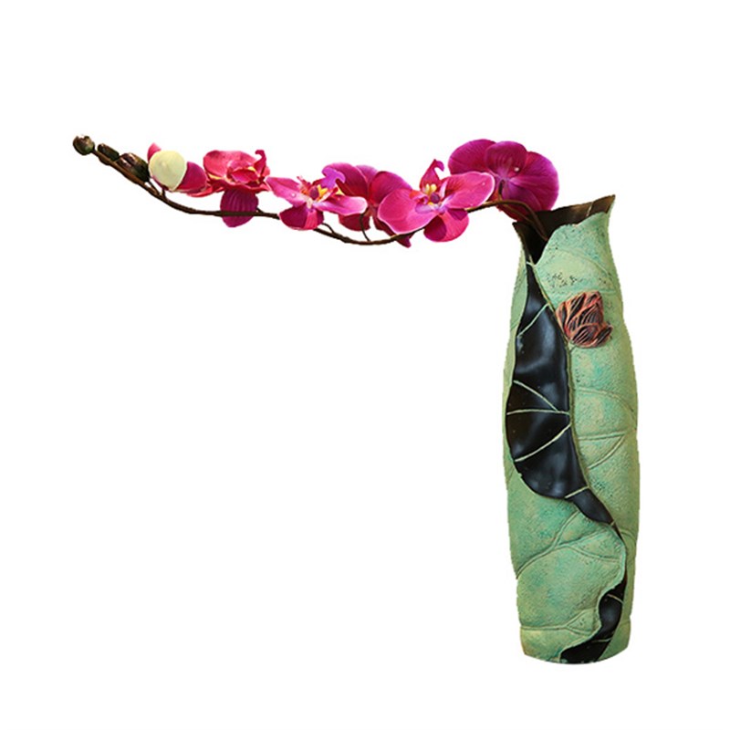 干花花瓶新中式家居装饰品复古工艺品时尚客厅摆件花插荷叶小花瓶