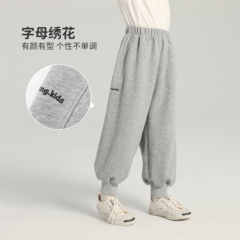 布丁哈鲁童装女童春装束脚裤子2025春季新款儿童卫裤针织休闲长裤