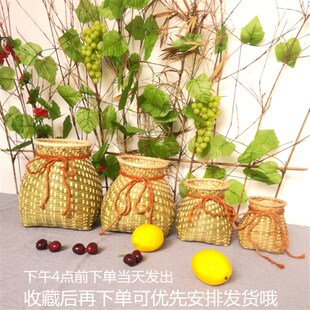 竹编鱼篓 儿童 手工编织竹制品 采茶小背篓 竹篓 插花 广西工艺品