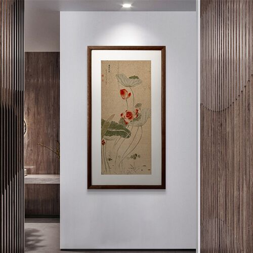 《浦塘秋叶图》 新中式国风走廊玄关竖版装饰画