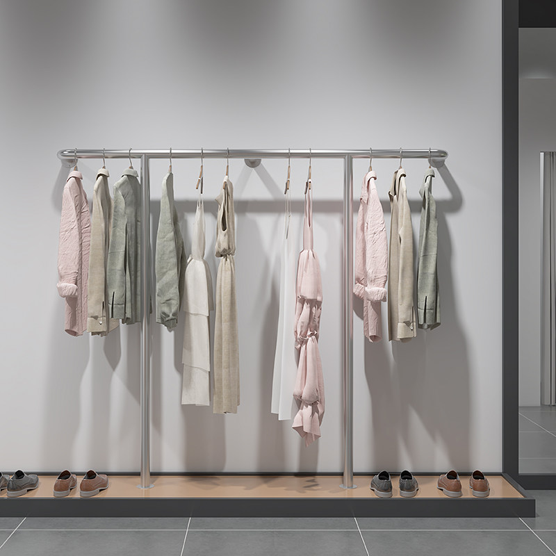 服装展示架不锈钢上墙架婚纱陈列架挂衣服女装店货架专用架落地式