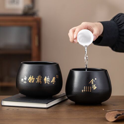 干湿分离陶瓷茶渣缸桌面家用带过滤盖水盂茶水废水桶烟灰缸茶杯洗