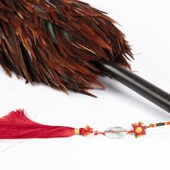 檀木中号多色鸡毛掸子津门蔡氏贡掸除尘掸子婚庆乔迁高档羽毛礼品