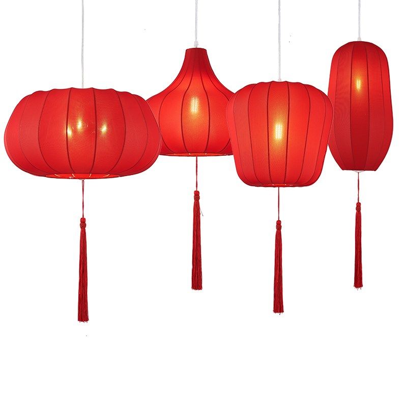 新中式中国风吊灯餐厅酒店灯笼茶楼过道布艺吊灯东方红色装饰灯笼,家装灯饰光源,客厅吊灯,淘宝优惠券,粉丝福利购,淘宝优惠卷