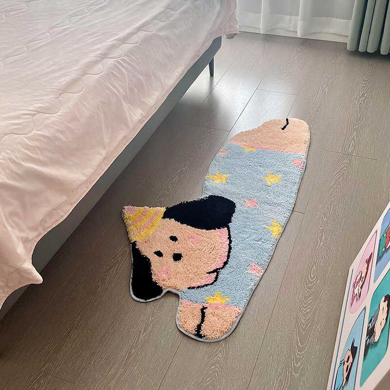 趴趴狗狗地毯可爱儿童卧室床边毯子加厚家用客厅衣帽间入户门脚垫