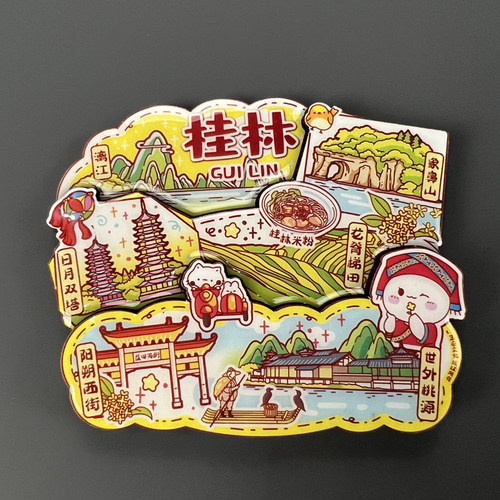 全国各地城市旅游纪念品冰箱贴磁贴可爱卡通创意磁吸装饰磁性贴