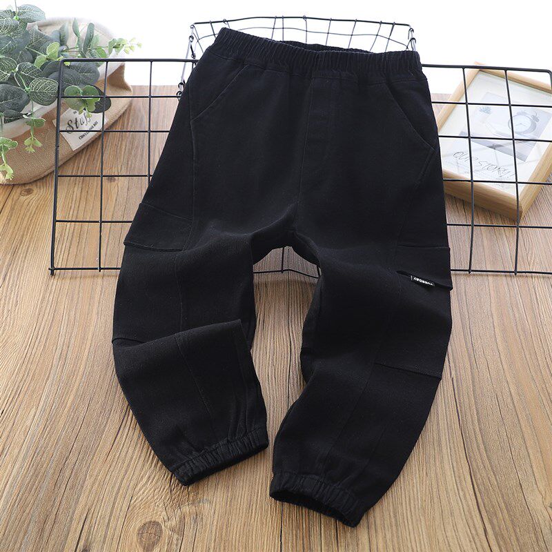 儿童纯棉大口袋工装裤 男童女童宽松收口长裤 中大童 春秋款童装