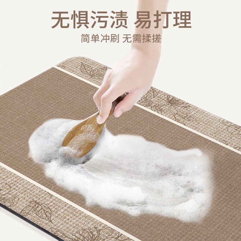 L形厨房专用地垫防滑防油 可擦洗矽藻泥吸水免洗地垫