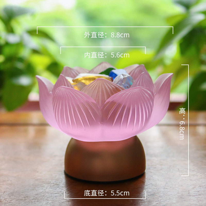 禅悦佛艺琉璃荷花烛台酥油灯莲花灯佛前供灯蜡烛台长明灯居家供奉