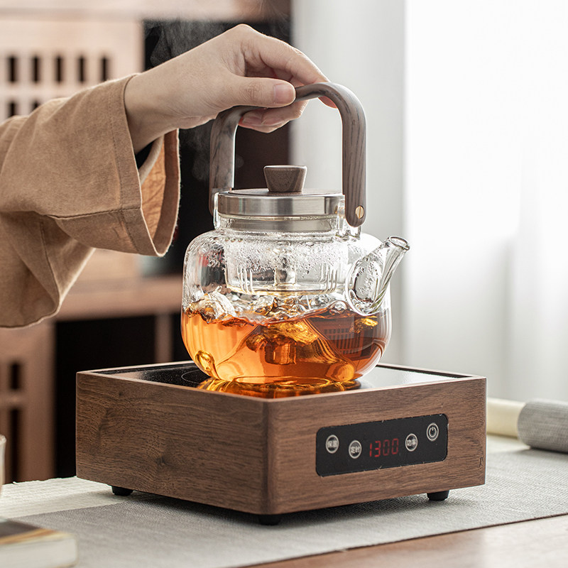 蒸煮茶壶电陶炉加热玻璃烧水壶家用陶壶茶具全自动小型煮茶器套装
