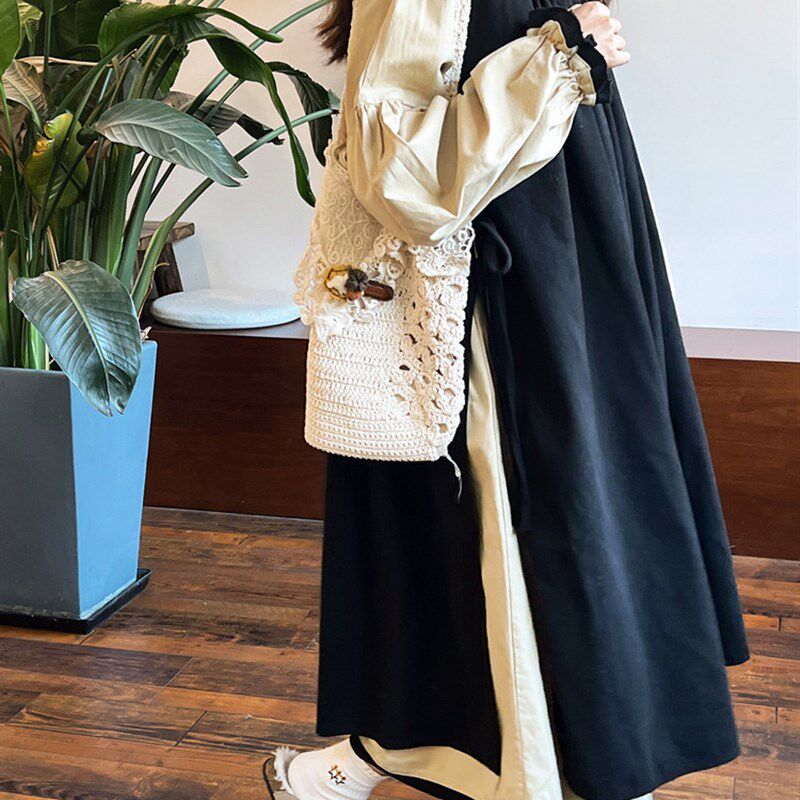森系法式复古感灯笼袖两件套连衣裙高腰宽松叠穿打底裙罩衫裙长裙