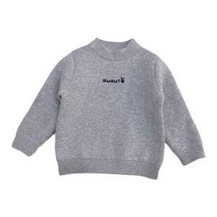 男童毛衣一体绒打底衫加绒圆领儿童纯棉毛线衣红色秋冬新款童装女