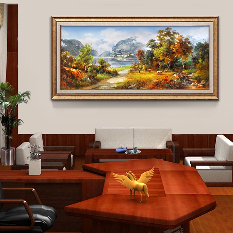客厅装饰画国画山水画沙发背景墙画靠山聚宝盆招财油画欧式挂画