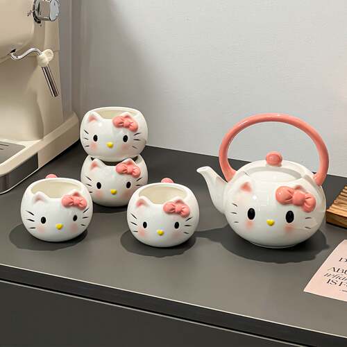 凯蒂猫咪陶瓷泡茶壶茶具套装礼盒可爱茶杯乔迁新居结婚生日礼物