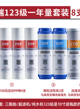 前置过滤器反渗透纯水机10寸pp/udf/cto/ro膜/小t33备用滤芯套装
