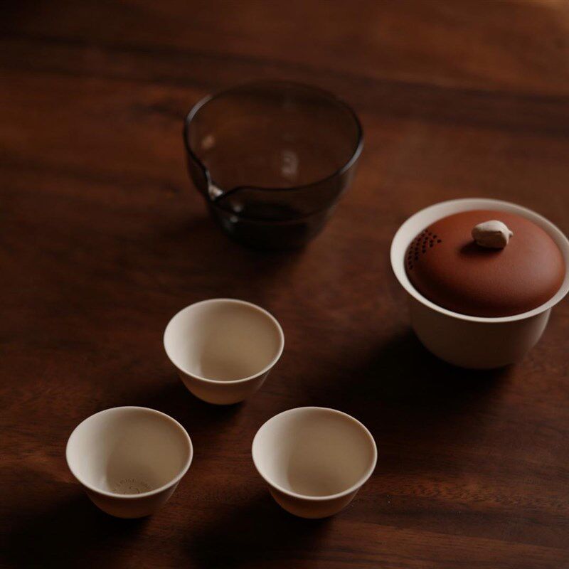 一条【前兔似锦】紫砂旅行茶具便携套装一壶二杯