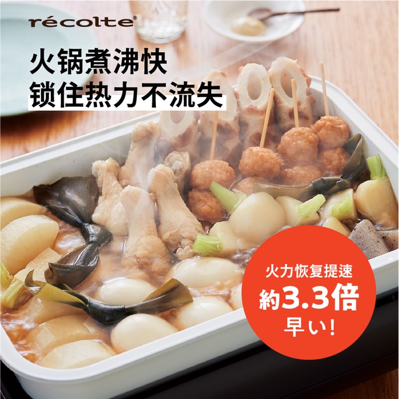 recolte/丽克特多功能料理锅家用火锅蒸烤涮一体锅烧烤烤肉盘炒菜