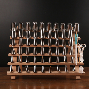 裱花嘴收纳支架不锈钢韩式挤奶油嘴曲奇烘焙工具盒放置台实木材质